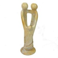 Natural 10-inch Tall Soapstone Family Sculpture - 2 Parents 1 Child - Smolart 640746007880  223034069450